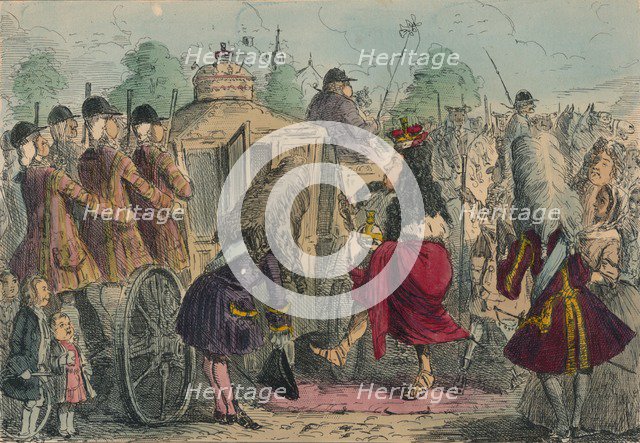 Georgy Porgy the First going out for a ride in his State Coachy Poachy, 1850. Artist: John Leech