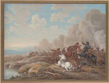 Cavalry Battle by a River, 2nd half of the 18th century. Creator: Louis Nicolas van Blarenberghe.