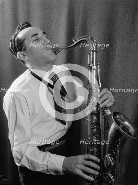 Portrait of Charlie Ventura, William P. Gottlieb's home (table tennis room), N.Y., ca. Apr. 1947. Creator: William Paul Gottlieb.