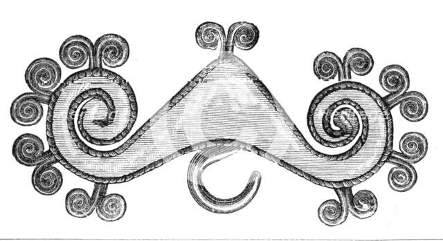 Gold ornaments from the graves of the Incas of Peru - buckle (of true Inca type), 1883. Creator: Unknown.