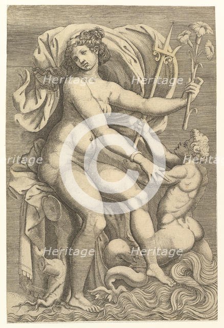 Thetis Seated with a Triton, 16th century. Creator: Unknown.