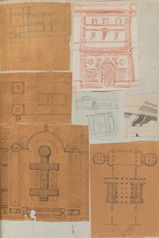 Page from a Scrapbook containing Drawings and Several Prints of Architecture, Int..., ca. 1800-1850. Creators: Workshop of Charles Percier, Workshop of Pierre François Léonard Fontaine.