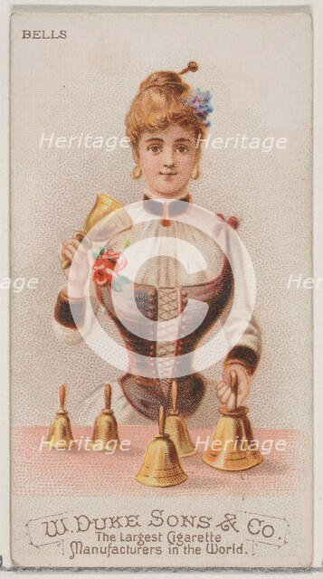 Bells, from the Musical Instruments series (N82) for Duke brand cigarettes, 1888., 1888. Creator: Schumacher & Ettlinger.