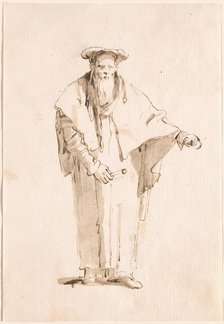 A Standing Oriental Holding a Rod, 1753/1762. Creator: Giovanni Battista Tiepolo.