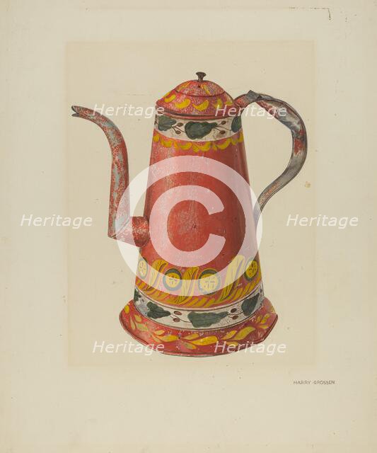 Toleware Tin Coffee Pot, c. 1938. Creator: Harry Grossen.