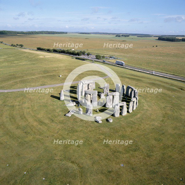Stonehenge, Wiltshire; from the air. Artist: Unknown.