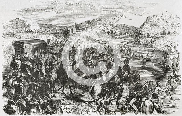 Reception of Ferdinand VII on the River Fluvià  on his return from France, Spain, 1814 (1853).  Creator: Unknown.