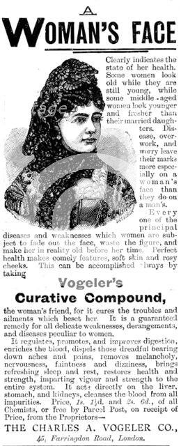 Advertisement for Vogeler's Curative Compound, 1895. Creator: Unknown.