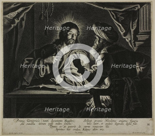 Christ and Nicodemus: A Night Piece, 1626/74. Creator: Pieter de Jode II.