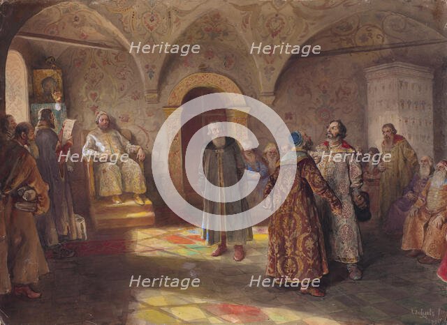 Tsar and boyars, 1907. Creator: Lebedev, Klavdi Vasilyevich (1852-1916).