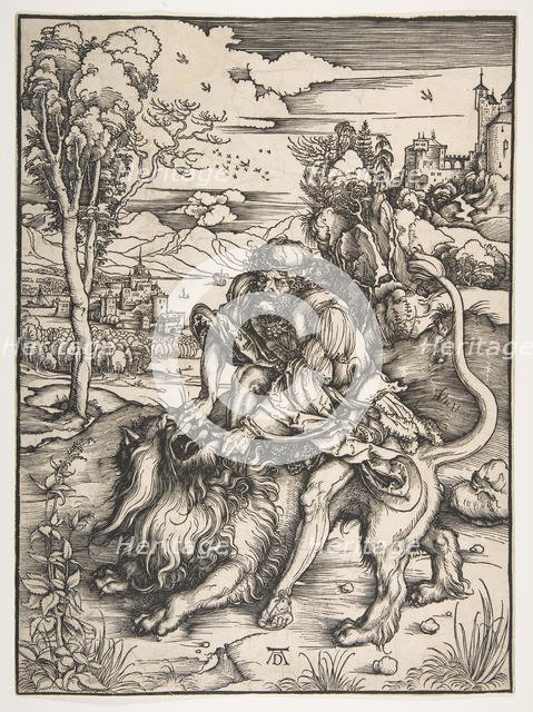 Samson Rending the Lion, ca. 1497-98. Creator: Albrecht Durer.