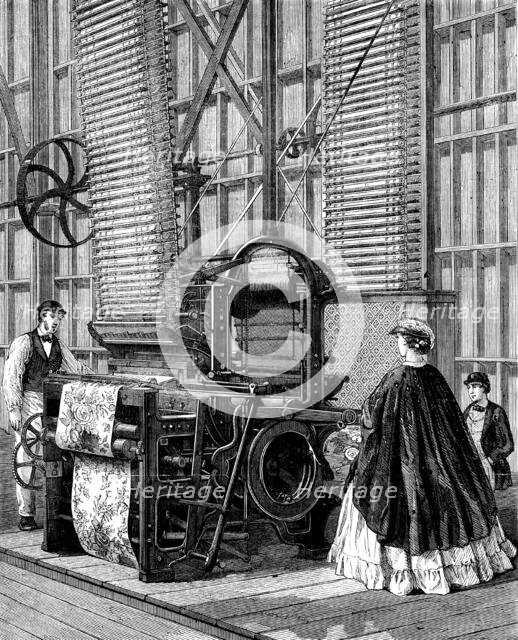 The International Exhibition: Smith's power-loom for weaving tufted pile carpets, 1862. Creator: Unknown.