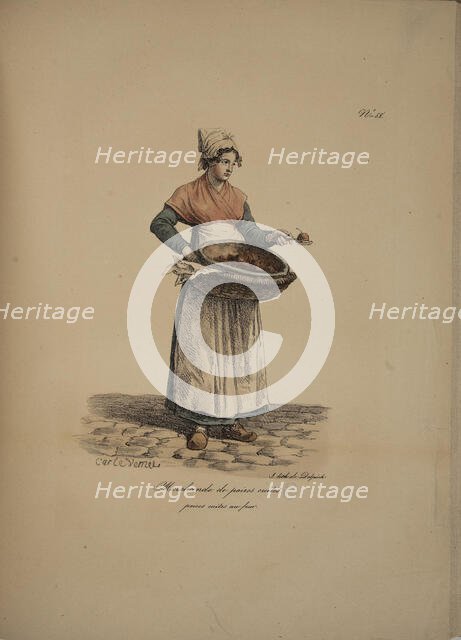 Cooked pear seller. From the Series "Cris de Paris" (The Cries of Paris), 1815. Creator: Vernet, Carle (1758-1836).