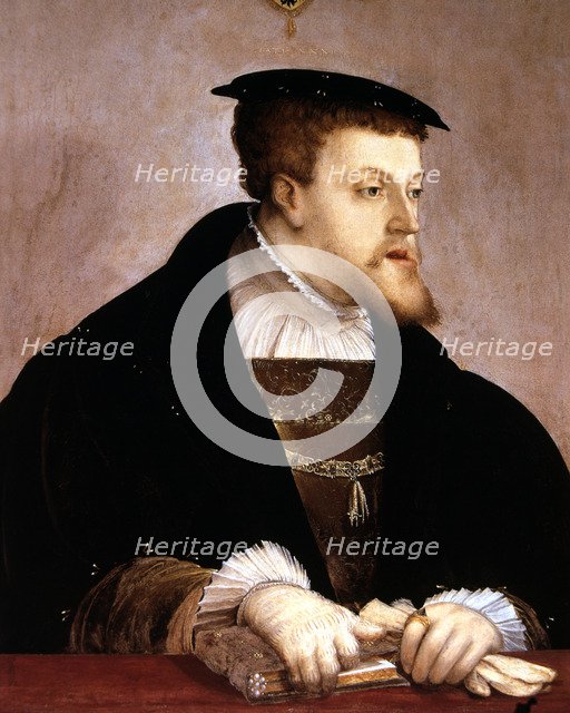 Carlos I (1500-1585), King of Spain. and Emperor of Germany, portrait by Christoph Amberger circa…
