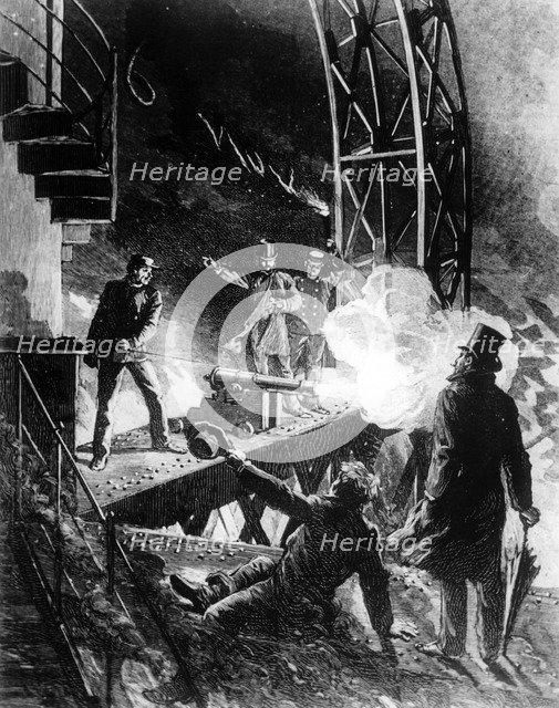 Cannon blast to mark the end of the Paris Exhibition, 1889. Artist: Unknown