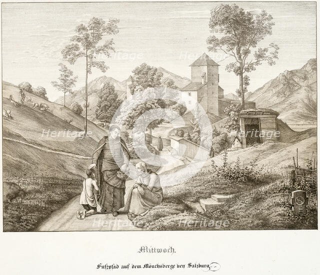 Wednesday: Footpath on the Mönchsberg Near Salzburg, 1823. Creator: Ferdinand Olivier.