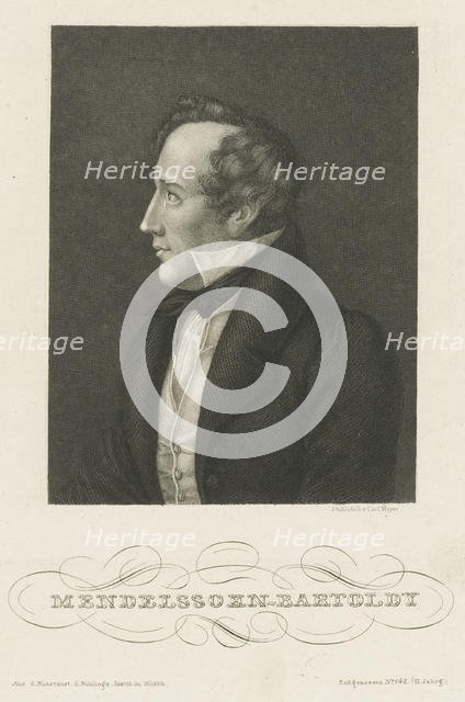 Portrait of Felix Mendelssohn Bartholdy, c. 1840. Creator: Mayer, Carl (1798-1868).