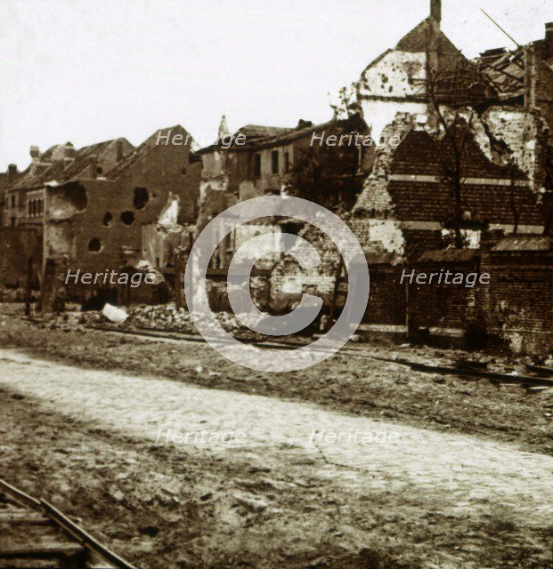 Bombed-out buildings, Nieuwpoort, Flanders, Belgium, c1914-c1918. Artist: Unknown.