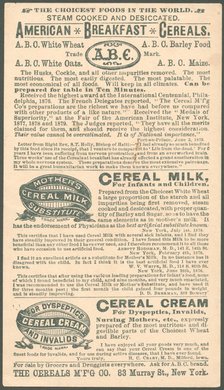 ABC American Breakfast cereals, 1900s. Artist: Unknown