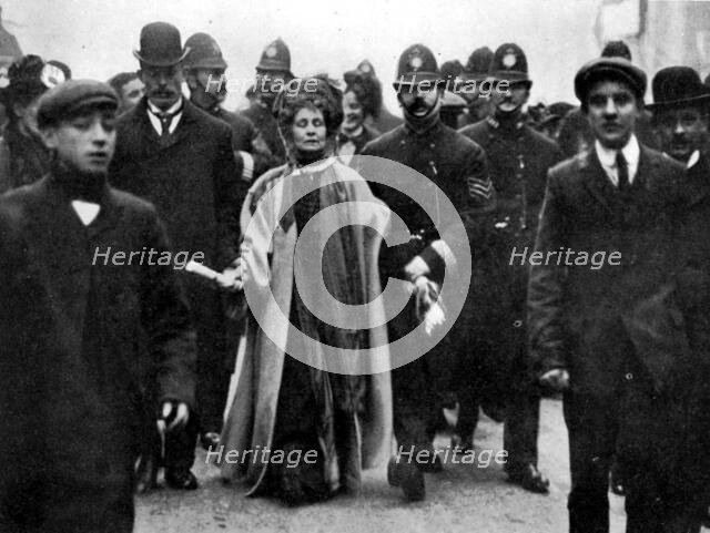 Arrest of Emmeline Pankhurst, London, 13 February 1908.  Creator: Unknown.