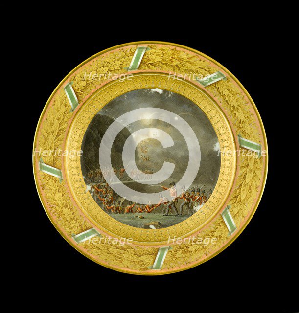 Dessert plate depicting the storming of Ciudad Rodrigo, Spain, 1812 (1818). Artist: Unknown.