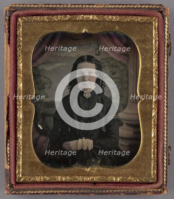 Portrait of a Seated Woman with Curly Hair, about 1854. Creator: Unknown.