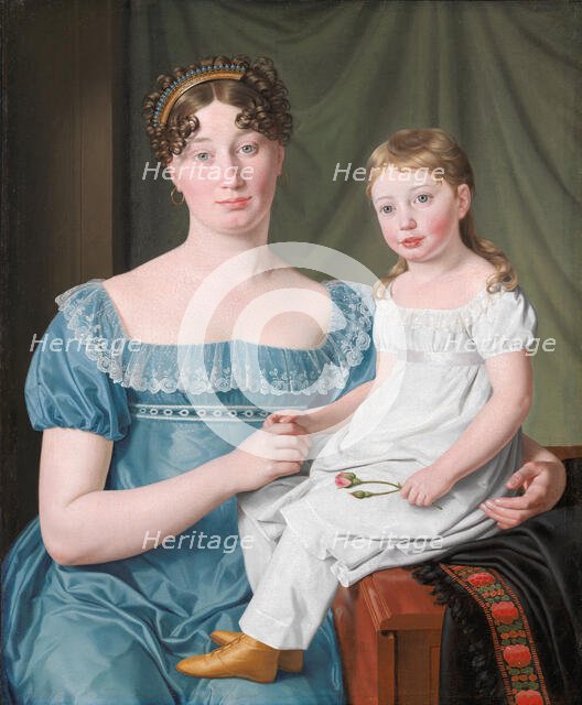 Portrait of a Noblewoman Sophie Hedvig Lovenskiold and her Three-Year-Old Daughter, 1817. Creator: CW Eckersberg.