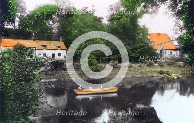 Erbistock Ferry and Church, Wrexham, 1926.Artist: Cavenders Ltd