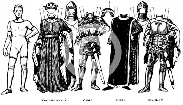 'Costumes of Men and Women as Worn in the Period When Henry V Reigned', c1934. Artist: Unknown.