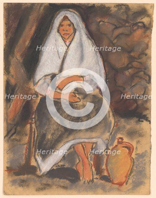 Seated Girl with a Jug, 1931. Creator: Zolo Palugyay.