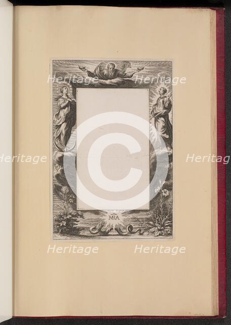 Border Illustration with God the Father, Two Saints, and a Serpent, 1613/1646. Creator: Unknown.