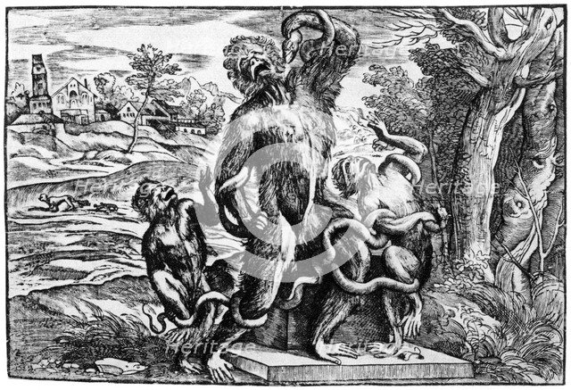 Caricature of the Laocoon group, 1937. Artist: Nicolo Boldrini