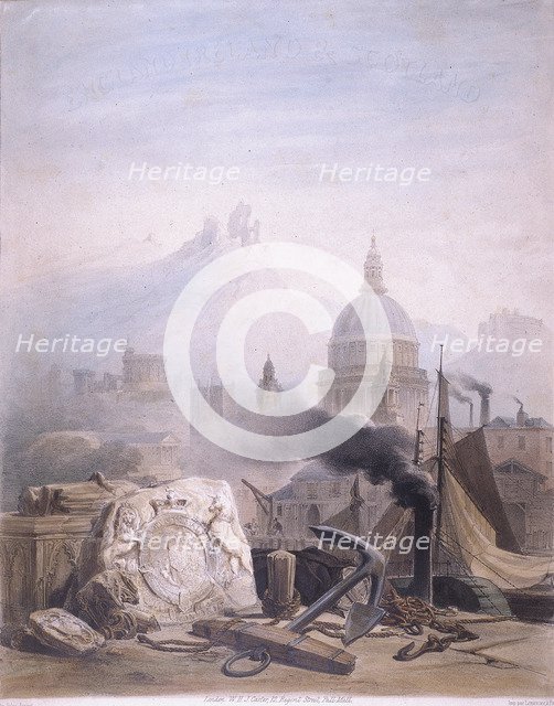 Montage of images with St Pauls, c1855. Artist: Jules Louis Arnout