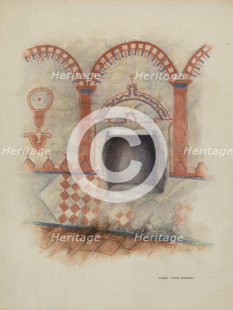 Wall Painting and Baptismal Niche, 1938. Creator: Harry Mann Waddell.