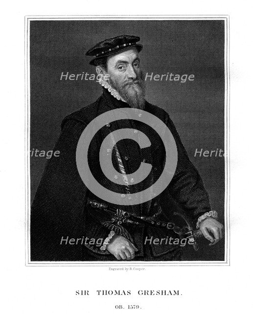 Sir Thomas Gresham, English merchant and financier, (1823).Artist: R Cooper