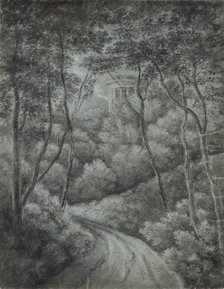 Landscape with a Path through a Forest and a classical Temple, late 18th century.. Artist: John Baptist Malchair.