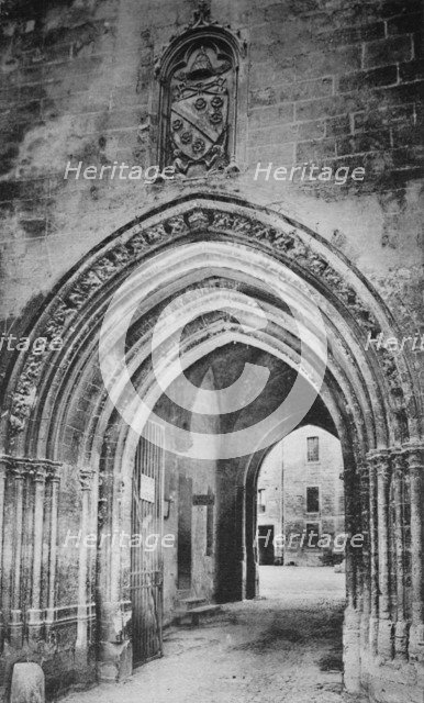 'Avignon - Popes Palace. - Principal Entrance. - And Heraldry of Clément VI', c1925. Artist: Unknown.