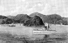 The War in Eastern Asia: the "Centurion" passing Ta-Lien-Whan Bay..., 1895. Creator: George Meisenbach.