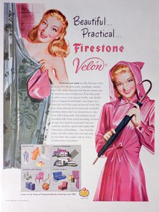 Advert for Firestone Velon, 1947. Artist: Unknown