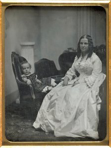 Woman in White with her Young Son, c1850. Creators: Albert Sands Southworth, Josiah Johnson Hawes.
