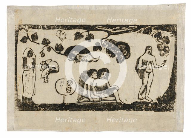 Women, Animals, and Foliage, from the Suite of Late Wood-Block Prints, 1898/99. Creator: Paul Gauguin.