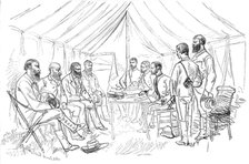 The Transvaal War: meeting of Sir Evelyn Wood and Commandant Joubert to arrange the armistice, 1881. Creator: Unknown.