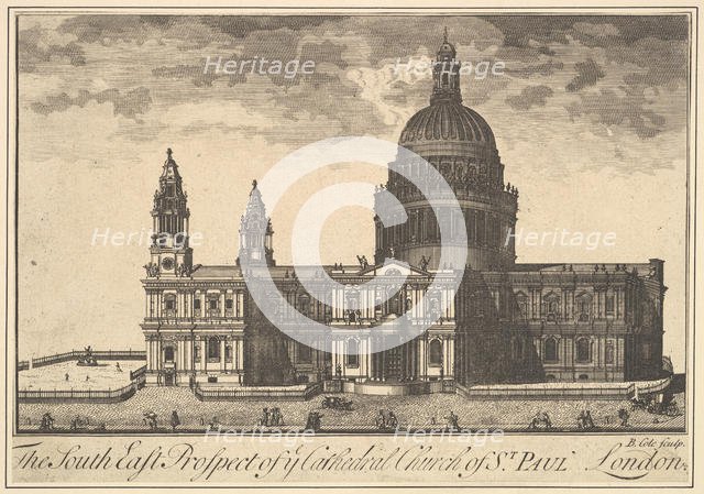 The South East Prospect of the Cathedral Church of St. Paul, London (Overton's Prospects), 1720-30. Creator: Benjamin Cole.