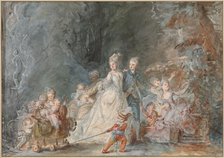 Family Promenade in the Park, 1765/1766. Creator: Pierre Antoine Baudouin.