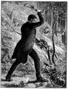 Charles Kingsley fighting a fire, British writer and cleric. Artist: Unknown