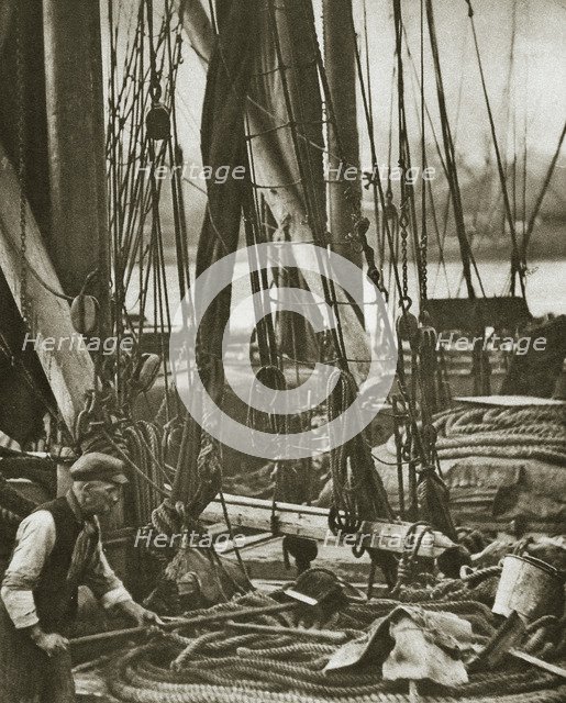 At the foot of the mast on a Thames Barge, London, 20th century. Artist: Unknown