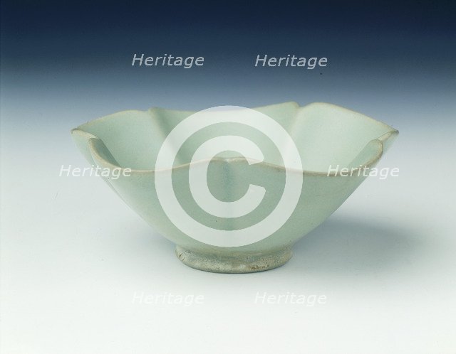 Yaozhou celadon five-lobed bowl, Five Dynasties, China, 10th century. Artist: Unknown