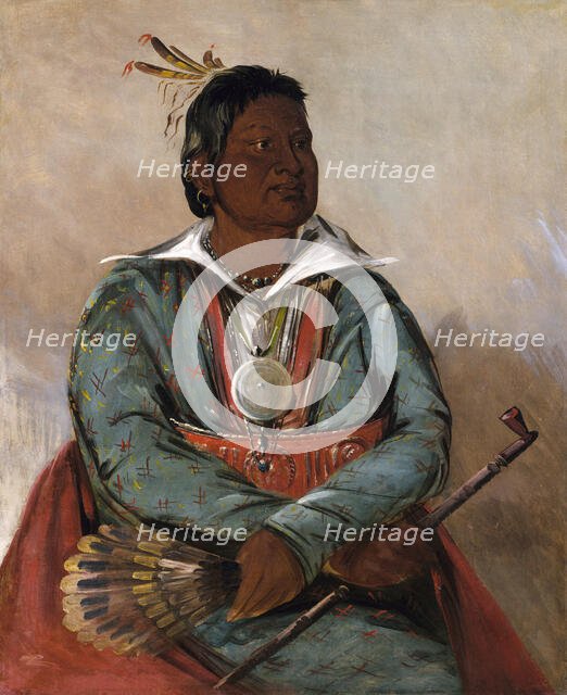 Mó-sho-la-túb-bee, He Who Puts Out and Kills, Chief of the Tribe, 1834. Creator: George Catlin.