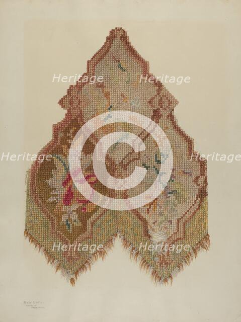 Embroidered Table Scarf, c. 1941. Creator: Mabel S. Kelton.