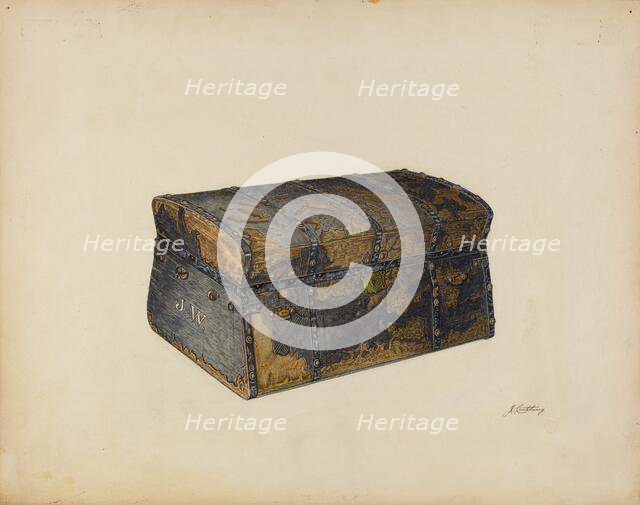 Leather Covered Trunk, c. 1939. Creator: John Cutting.